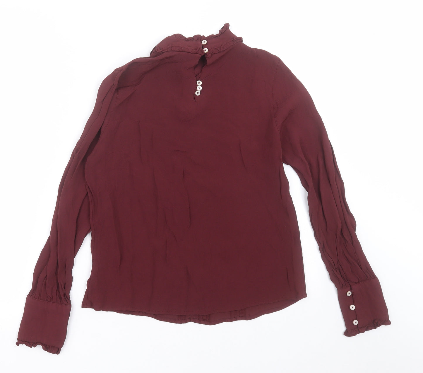 NEXT Womens Red  Viscose Basic Blouse Size 12 High Neck