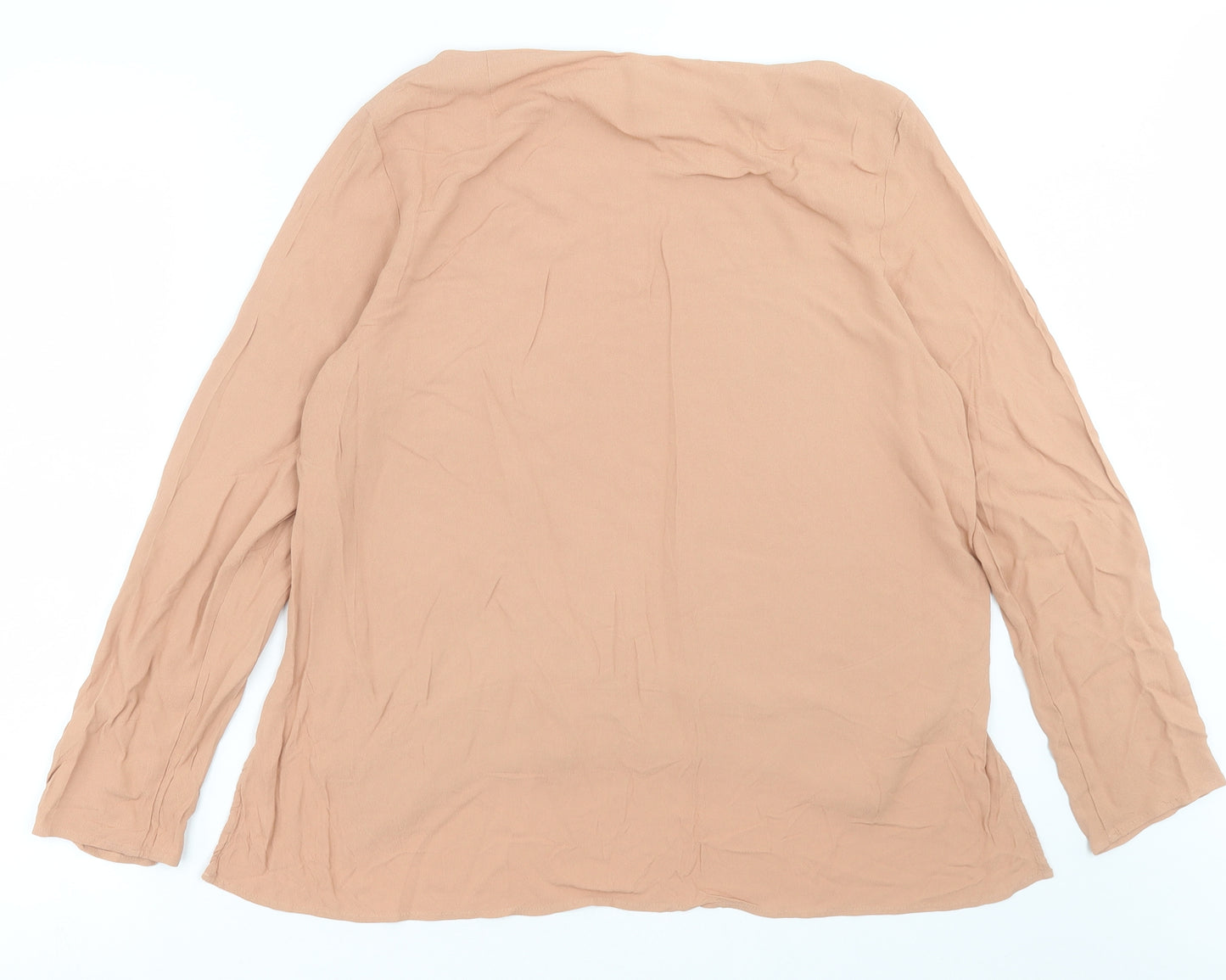 Zara Womens Beige  Viscose Basic Blouse Size XL Crew Neck