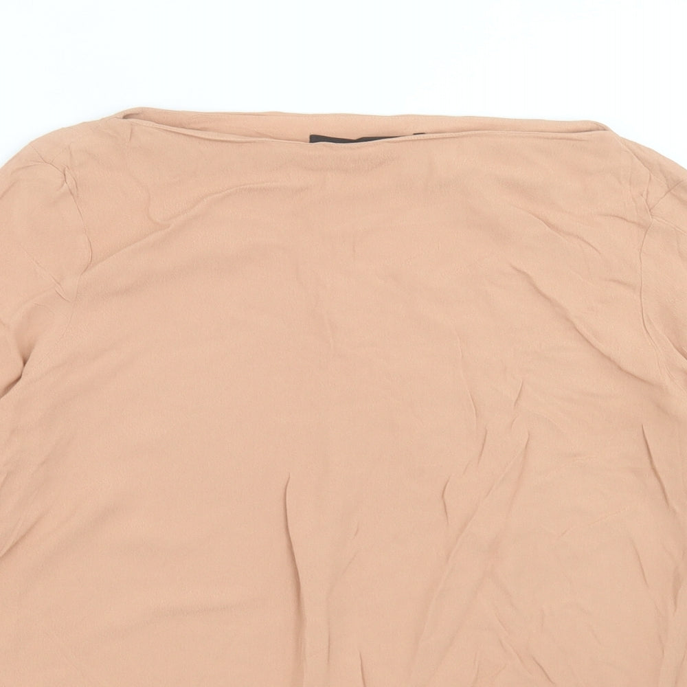 Zara Womens Beige  Viscose Basic Blouse Size XL Crew Neck