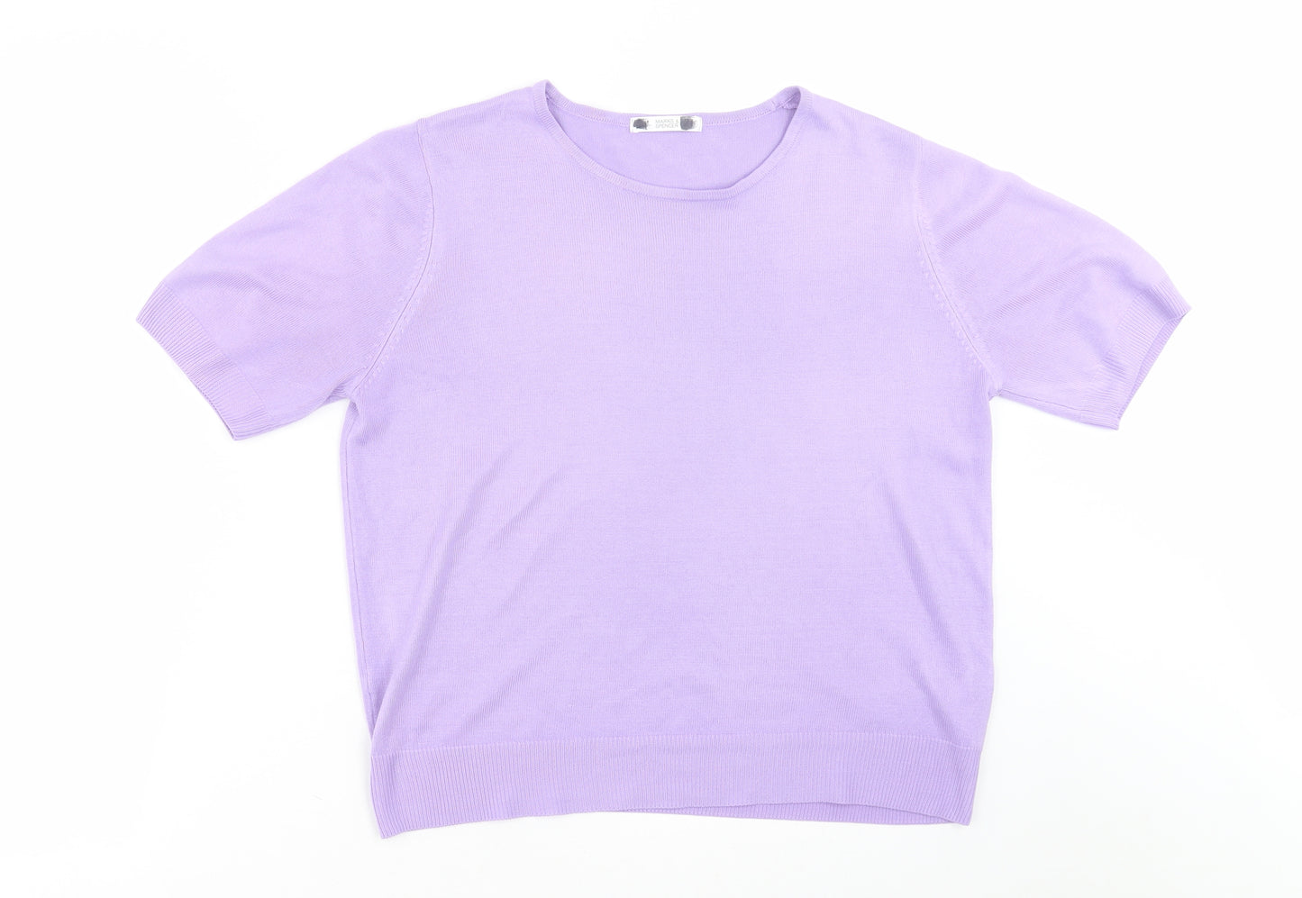 Marks and Spencer Womens Purple Crew Neck  Acrylic Pullover Jumper Size 14