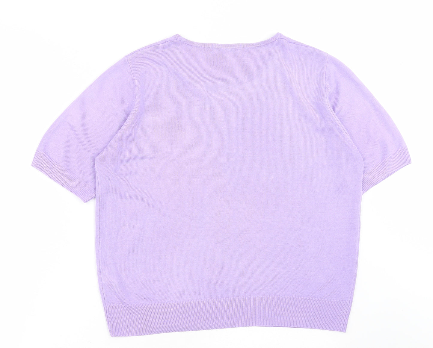 Marks and Spencer Womens Purple Crew Neck  Acrylic Pullover Jumper Size 14