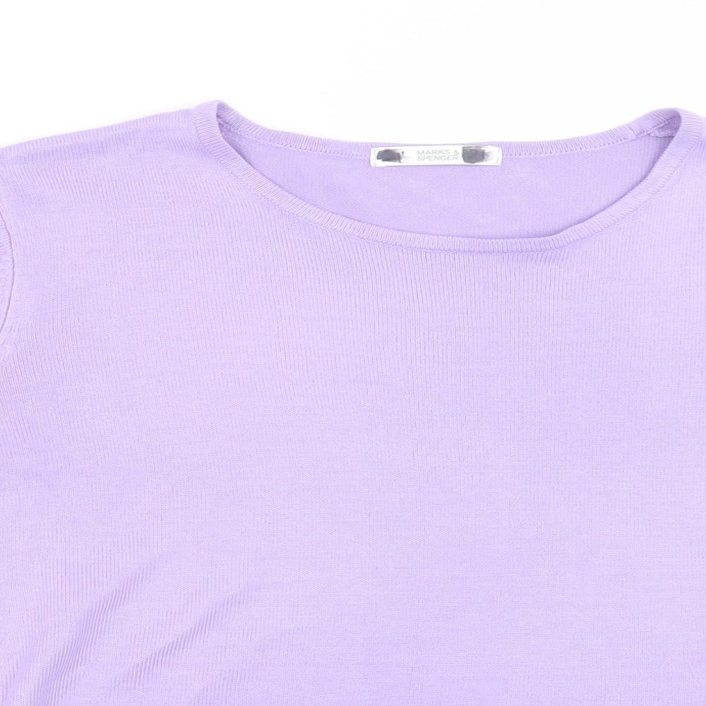 Marks and Spencer Womens Purple Crew Neck  Acrylic Pullover Jumper Size 14