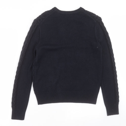 Marks and Spencer Womens Blue Crew Neck  Acrylic Pullover Jumper Size 10