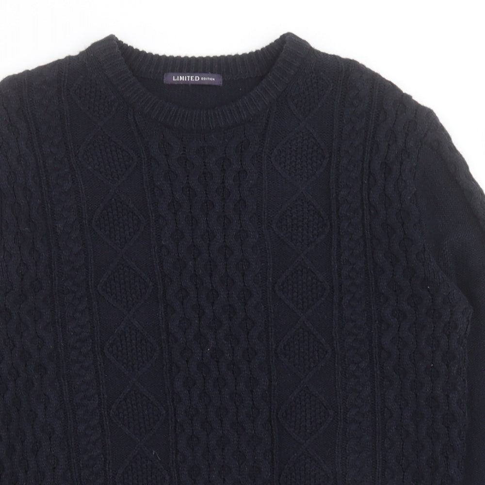 Marks and Spencer Womens Blue Crew Neck  Acrylic Pullover Jumper Size 10