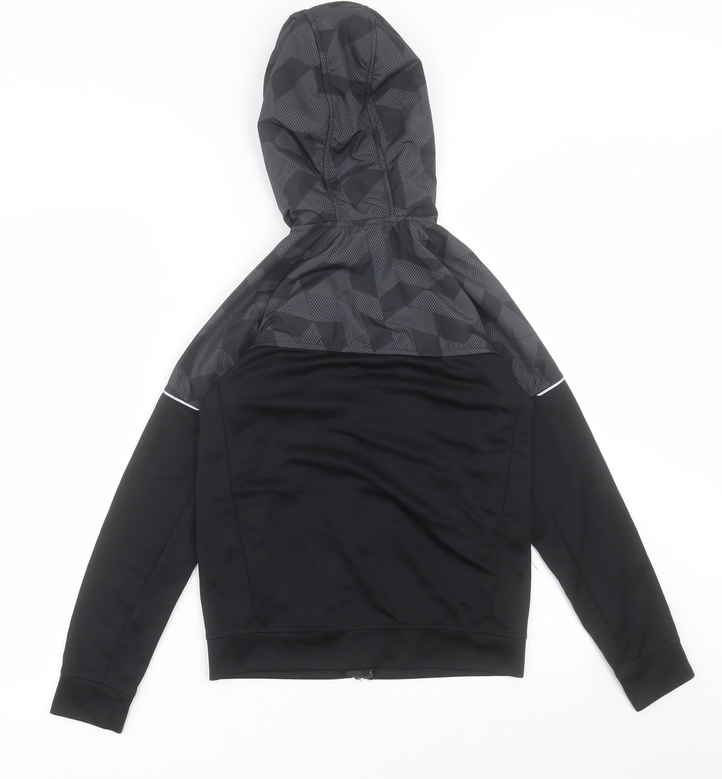 H&M Boys Black Geometric Polyester Full Zip Hoodie Size 10-11 Years  Zip