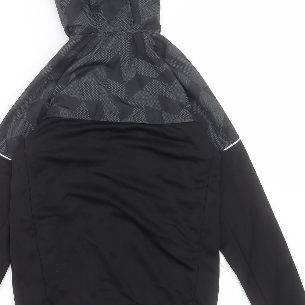 H&M Boys Black Geometric Polyester Full Zip Hoodie Size 10-11 Years  Zip