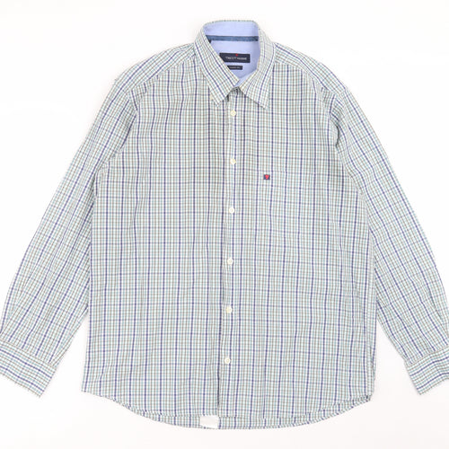 Tricot Marine Mens Multicoloured Plaid Cotton  Button-Up Size L Collared Button