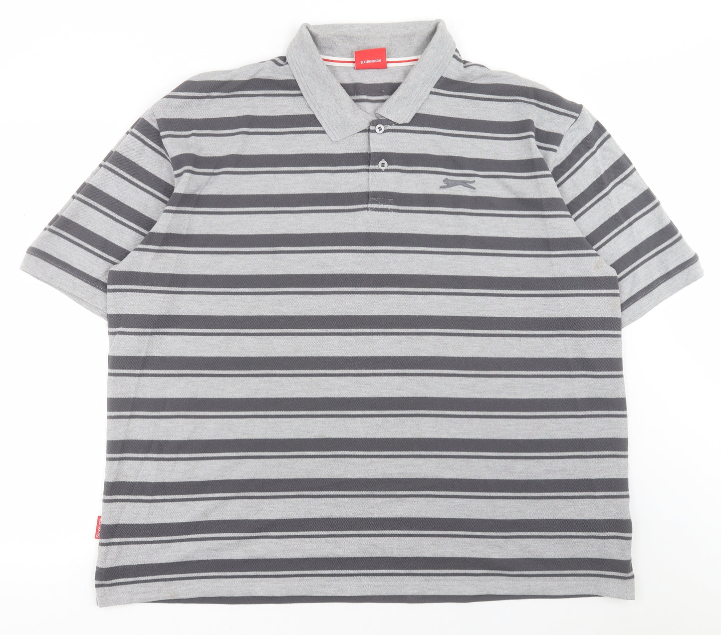 Slazenger Mens Grey Striped Polyester  Polo Size 3XL Collared Button