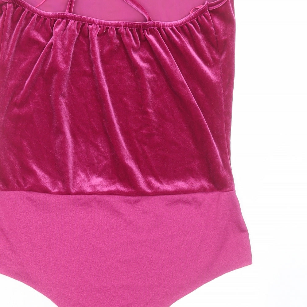Quiz Womens Purple  Polyester Bodysuit One-Piece Size 14  Button - Cross Back