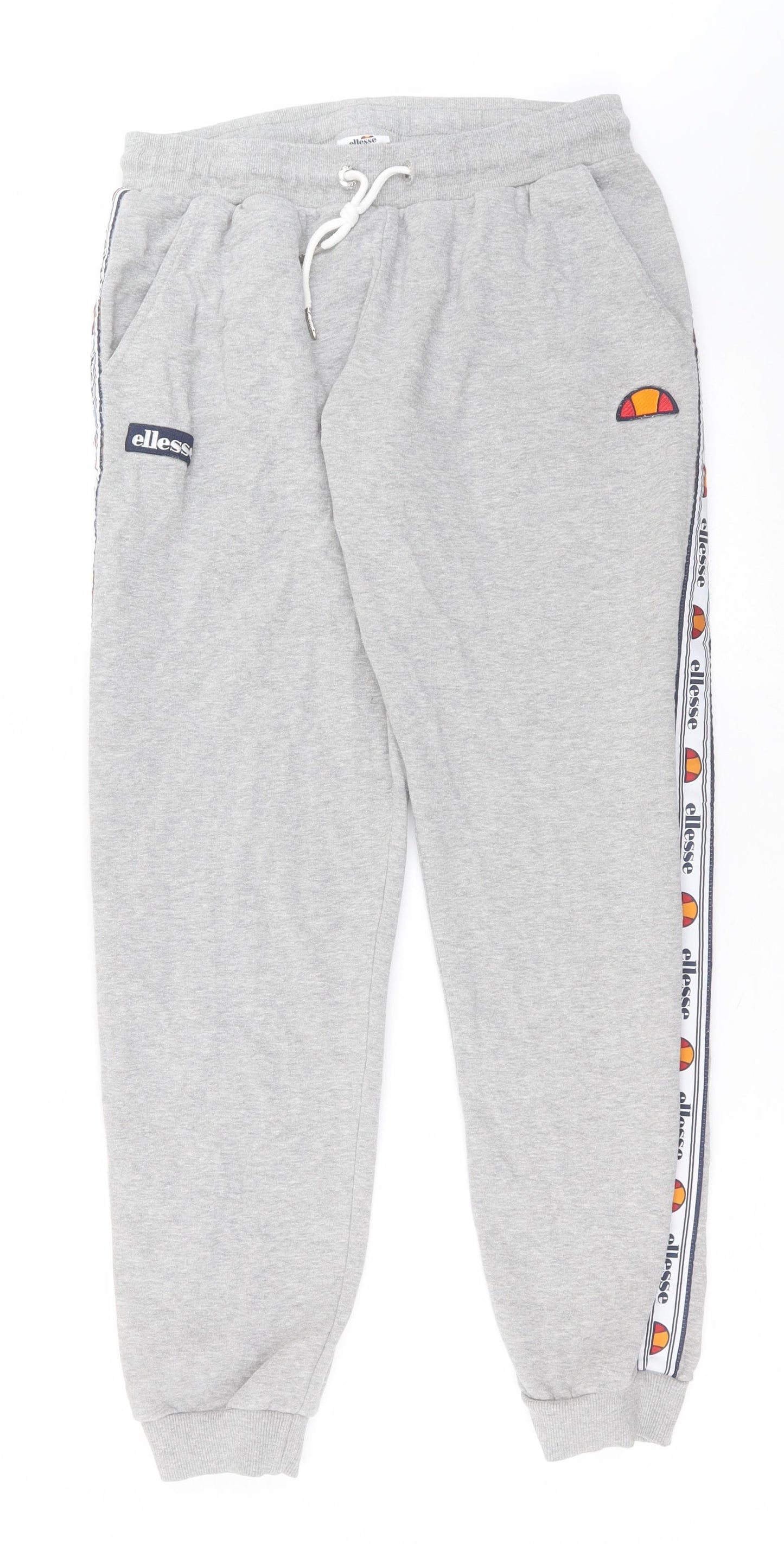 ellesse Womens Grey  Cotton Jogger Trousers Size 12 L30 in Regular Tie