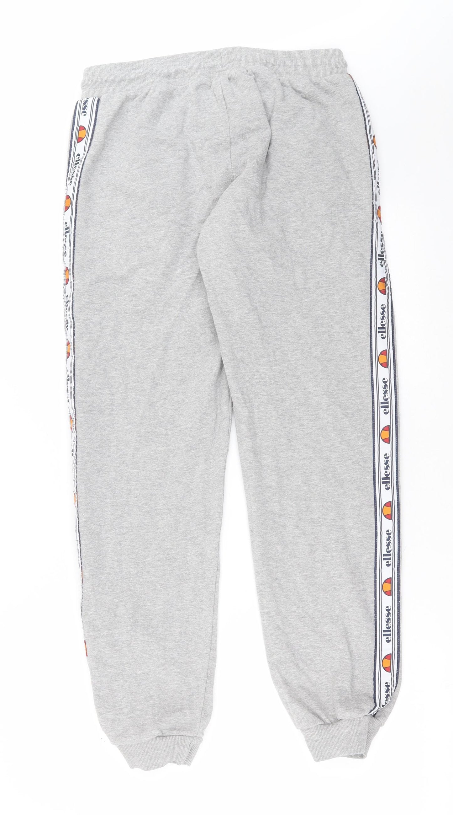 ellesse Womens Grey  Cotton Jogger Trousers Size 12 L30 in Regular Tie
