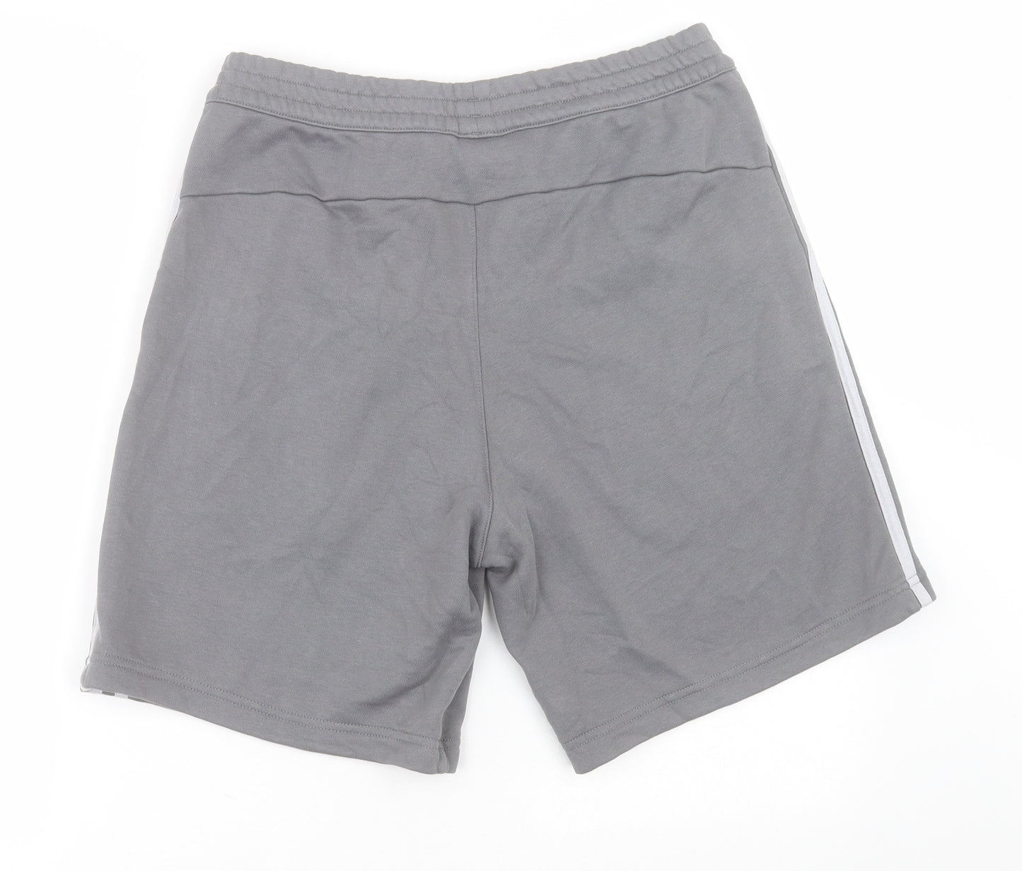 adidas Mens Grey Striped Cotton Sweat Shorts Size M L8 in Regular Tie
