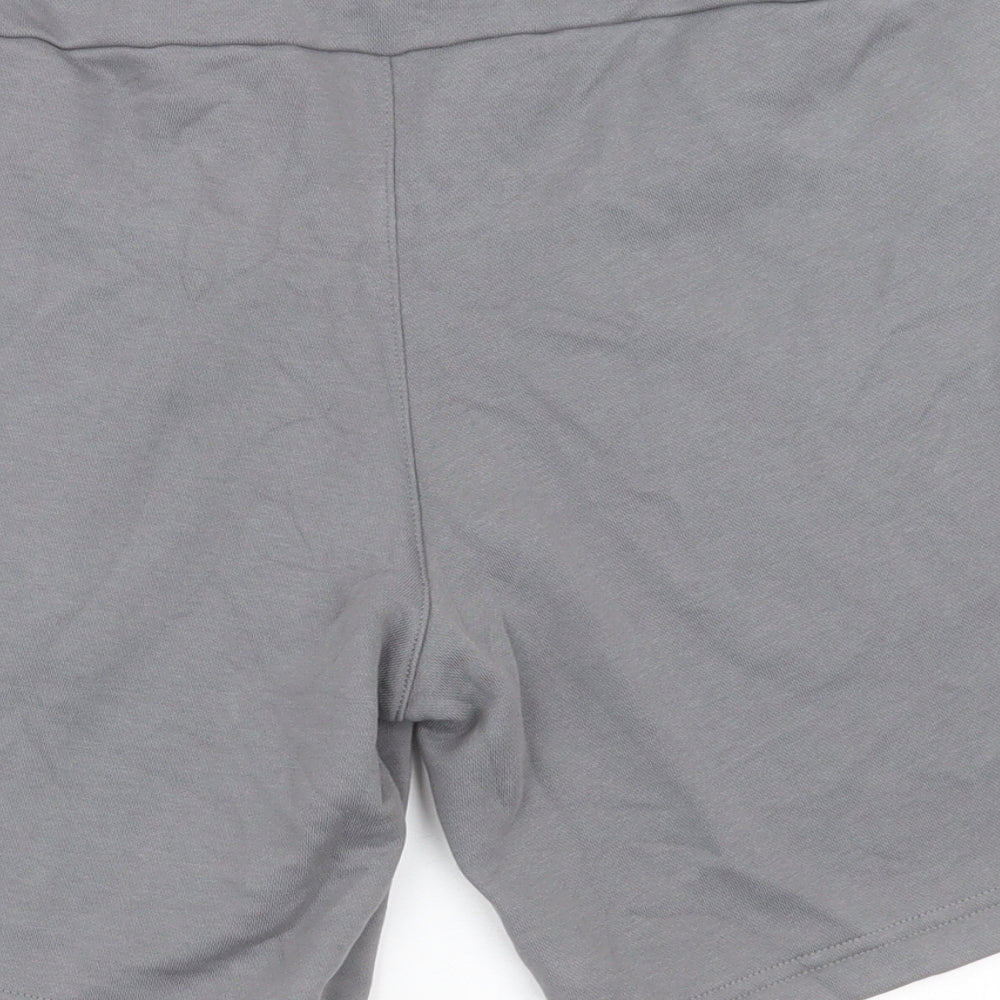 adidas Mens Grey Striped Cotton Sweat Shorts Size M L8 in Regular Tie