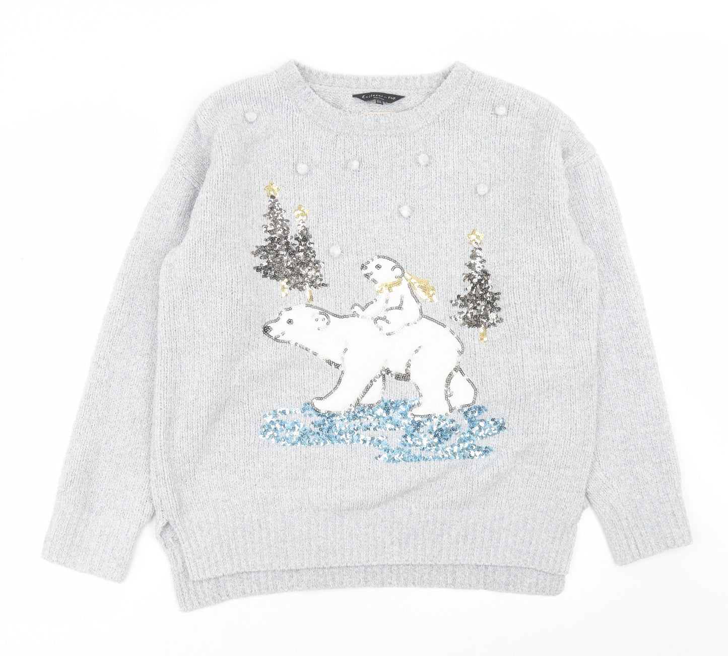 F&F Womens Grey Crew Neck  Polyester Pullover Jumper Size 14   - christmas Jumper