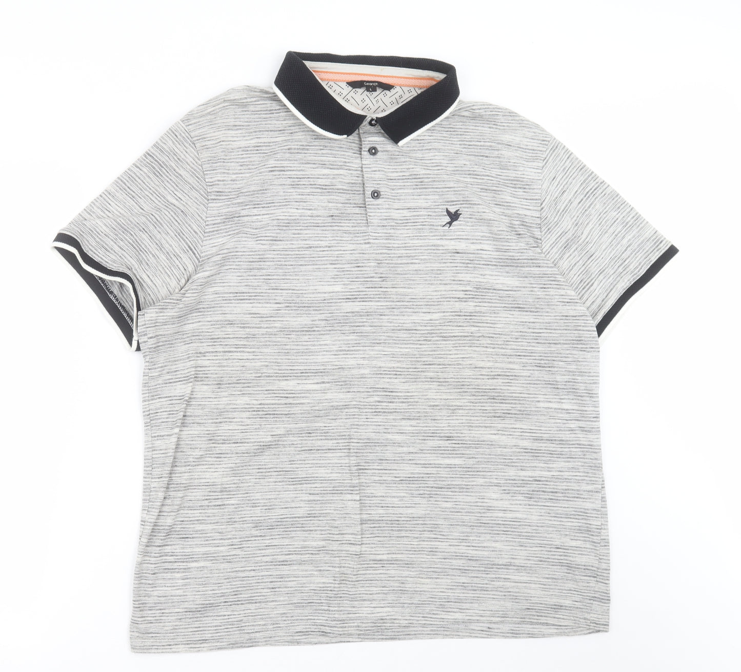 George Mens Grey  Cotton  Polo Size L Collared Button