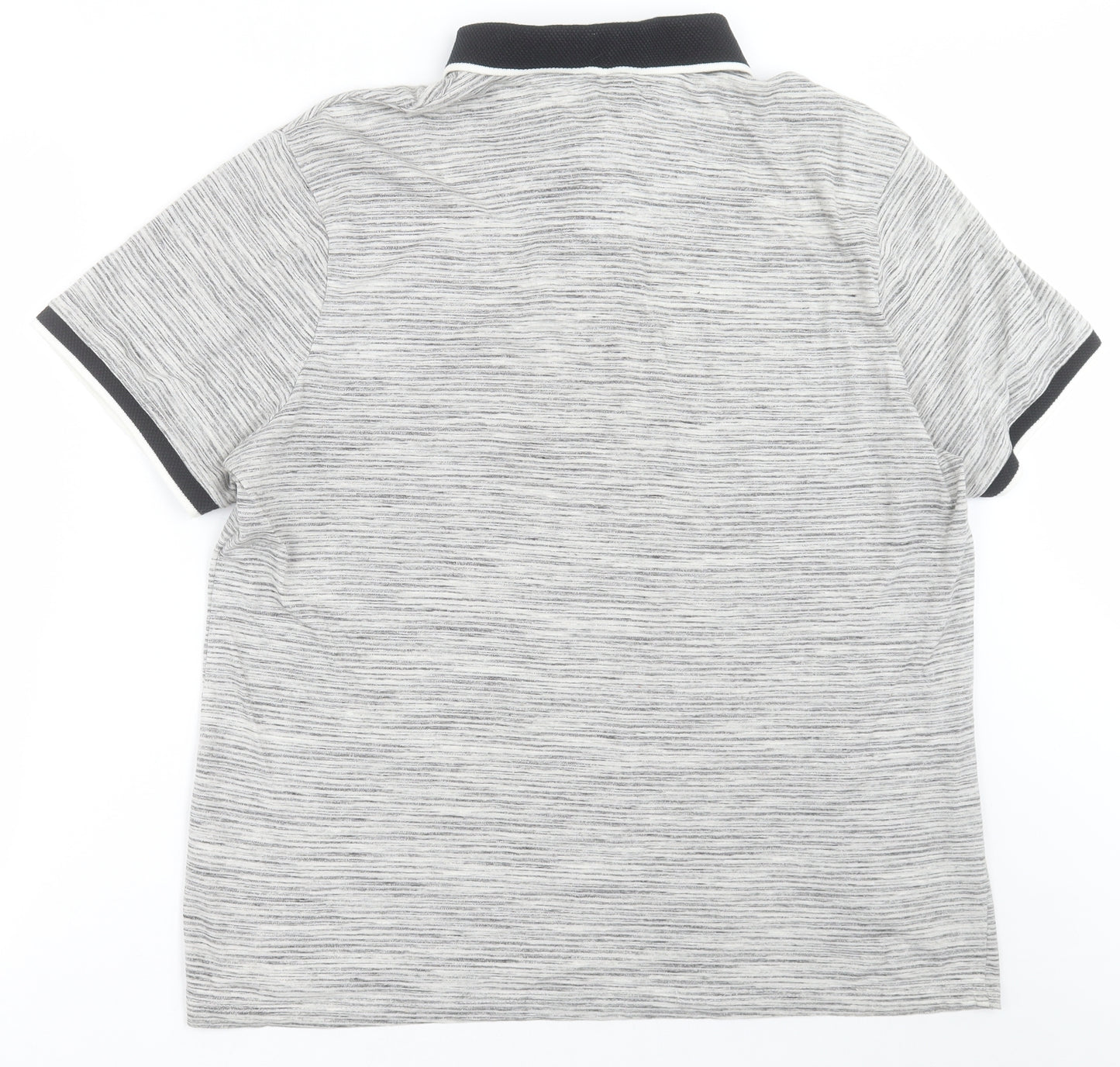 George Mens Grey  Cotton  Polo Size L Collared Button