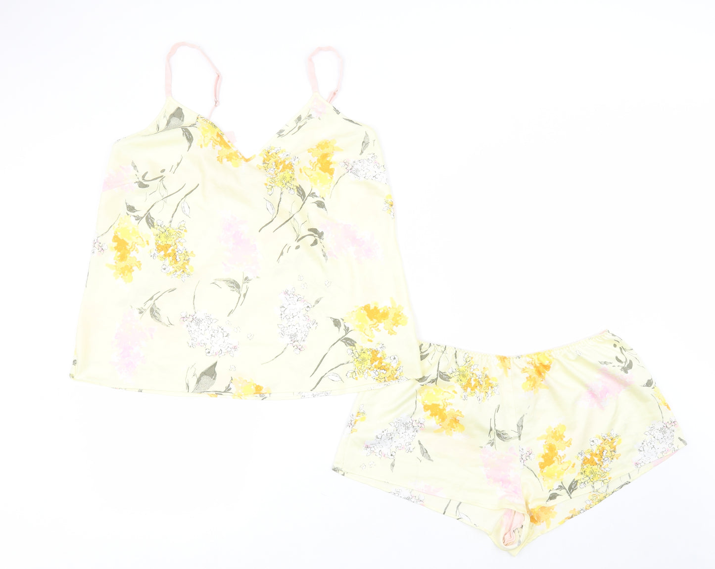George Womens Yellow Floral Polyester Cami Pyjama Set Size 12