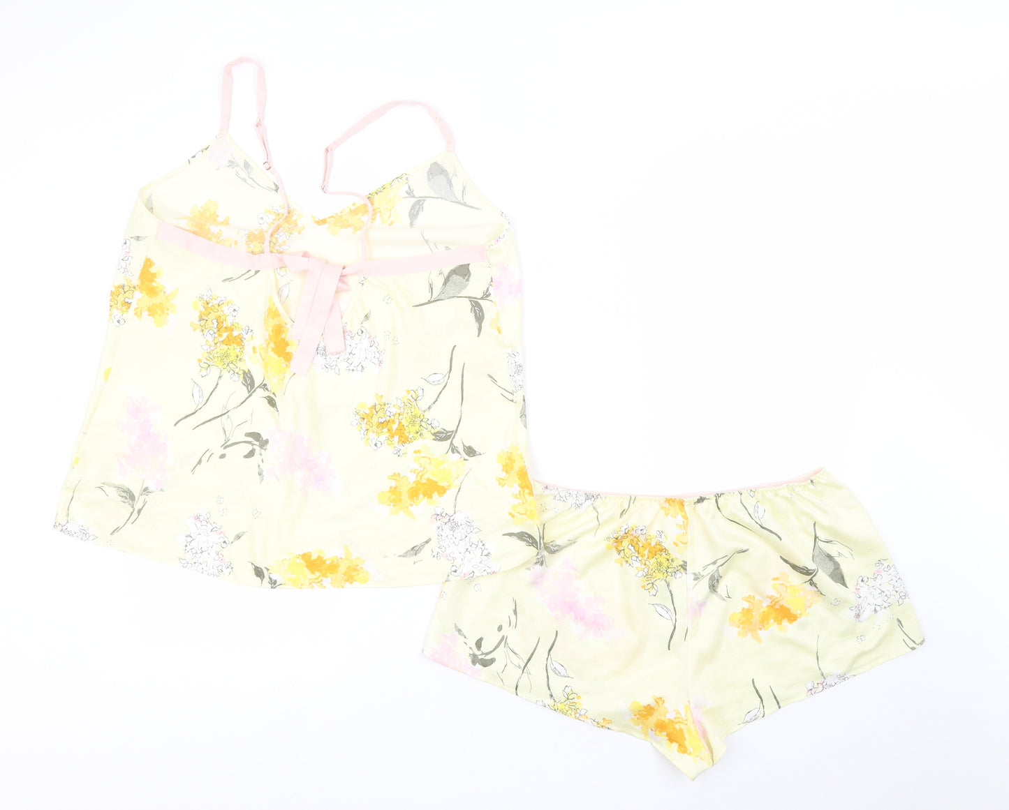 George Womens Yellow Floral Polyester Cami Pyjama Set Size 12