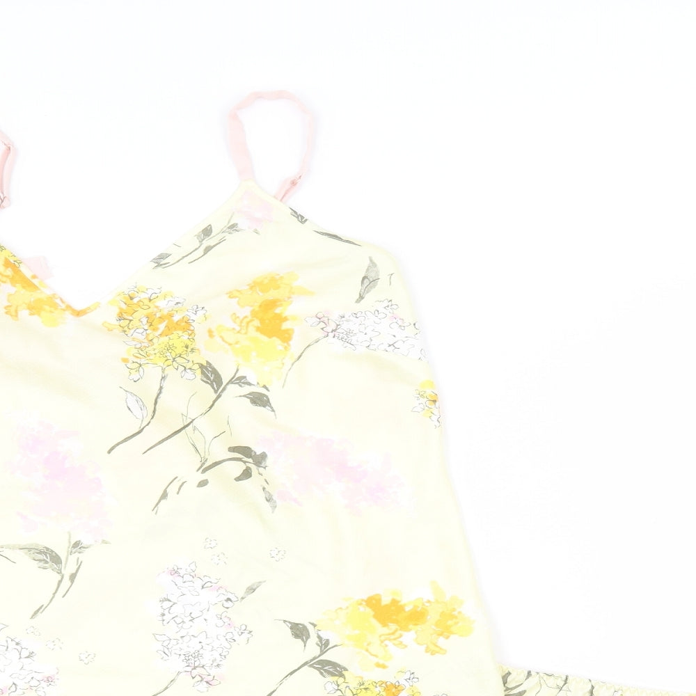 George Womens Yellow Floral Polyester Cami Pyjama Set Size 12