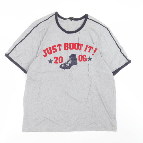 George Mens Grey  Cotton  T-Shirt Size L Crew Neck