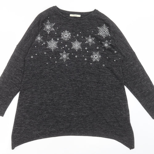 George Womens Grey Crew Neck  Polyester Pullover Jumper Size S