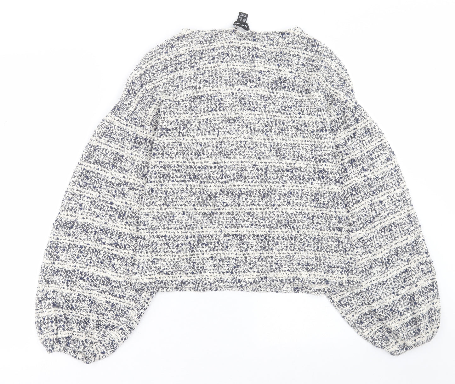 New Look Womens Blue Crew Neck Striped Cotton Pullover Jumper Size M