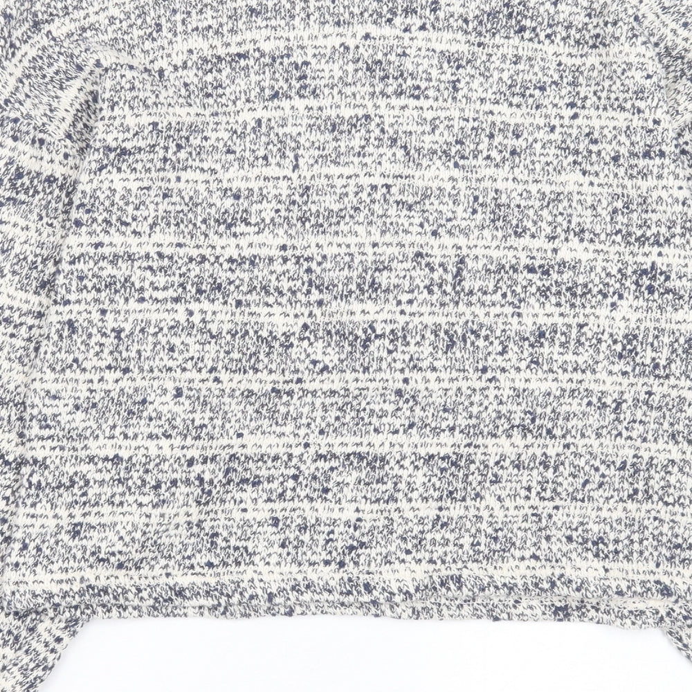 New Look Womens Blue Crew Neck Striped Cotton Pullover Jumper Size M