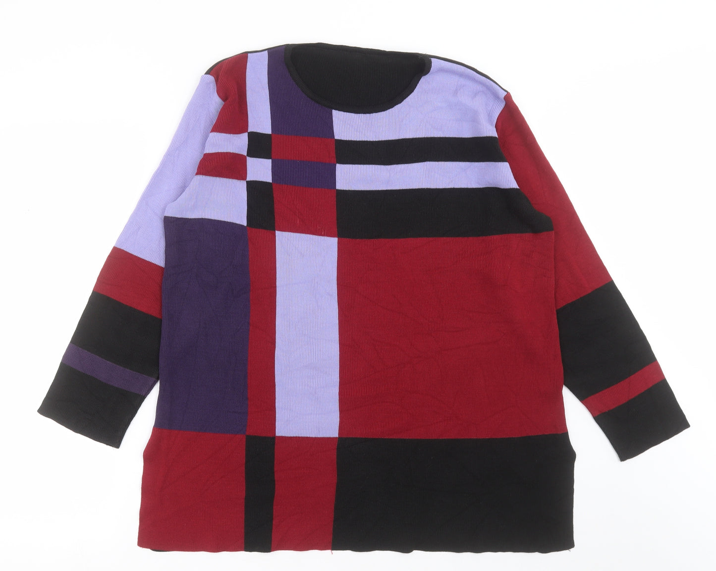 Marks and Spencer Womens Multicoloured Crew Neck Geometric Acrylic Pullover Jumper Size 16
