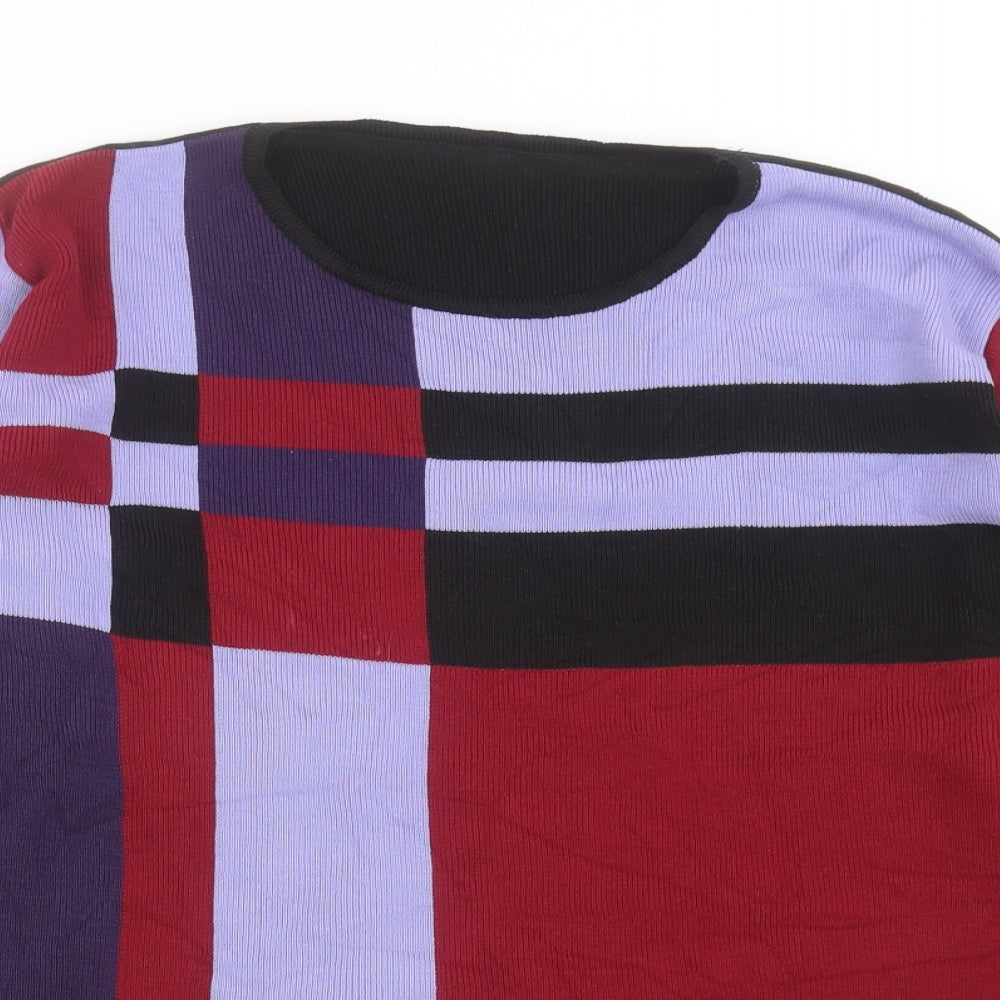 Marks and Spencer Womens Multicoloured Crew Neck Geometric Acrylic Pullover Jumper Size 16