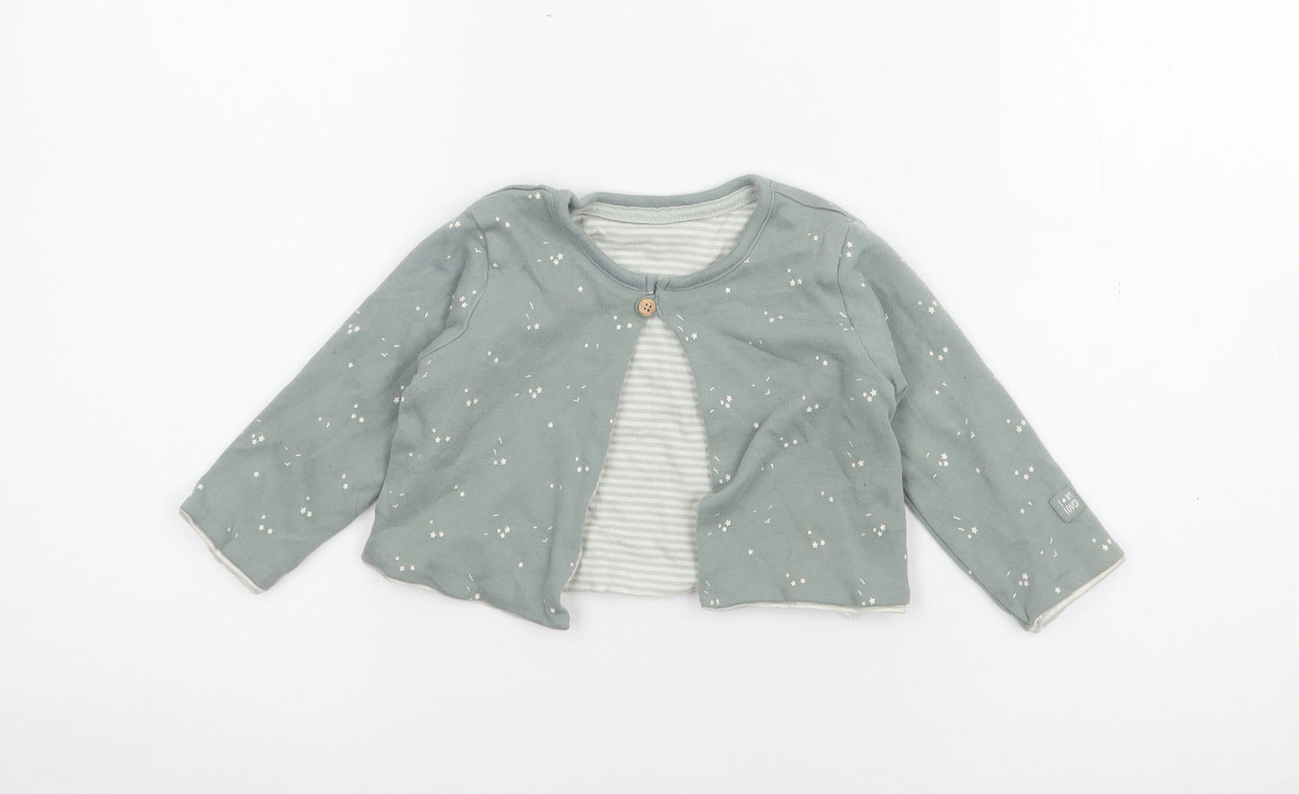 George Baby Green Geometric Cotton Cardigan Jumper Size 9-12 Months  Button