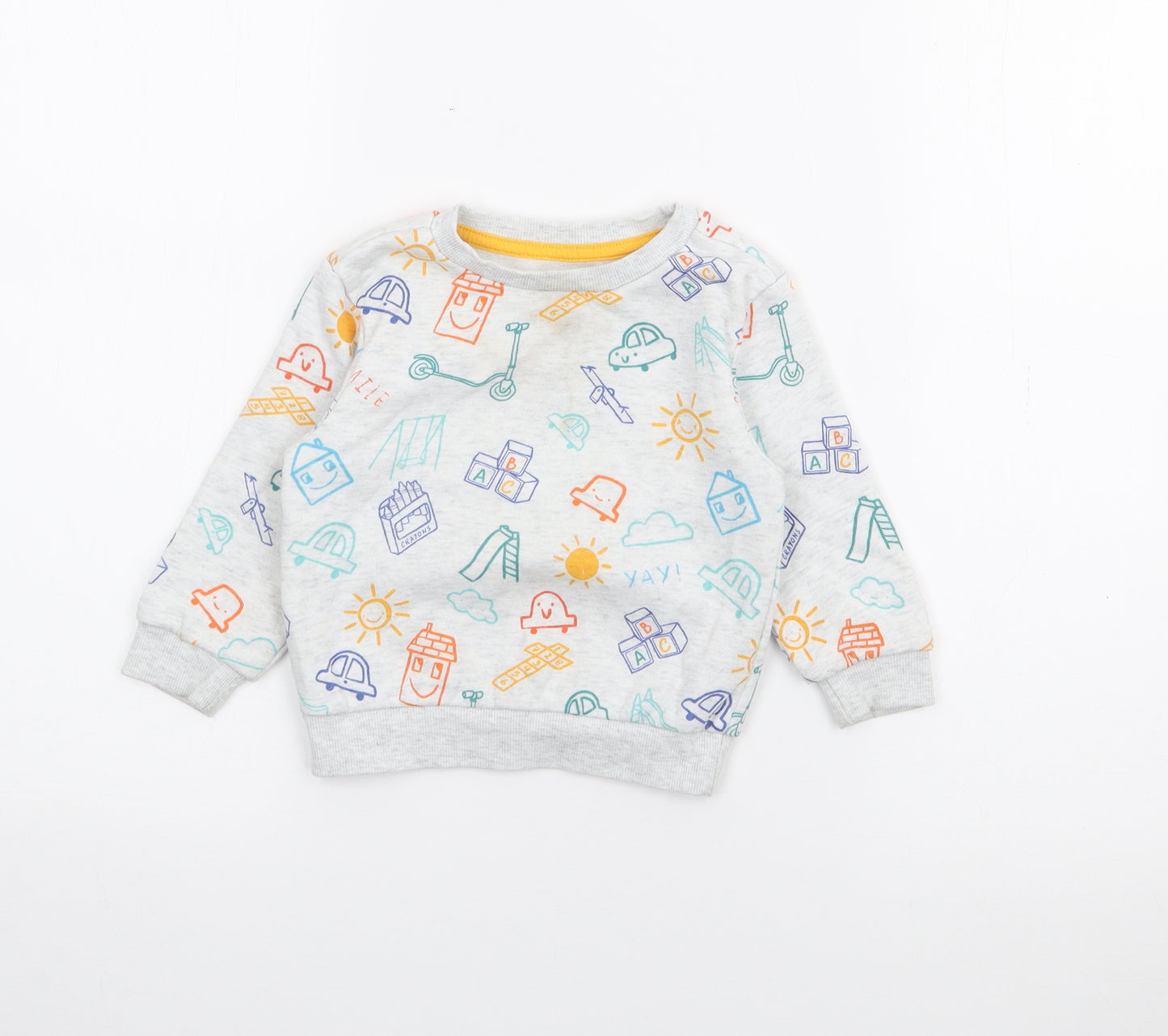 Primark Baby Grey Geometric Cotton Pullover Jumper Size 12-18 Months