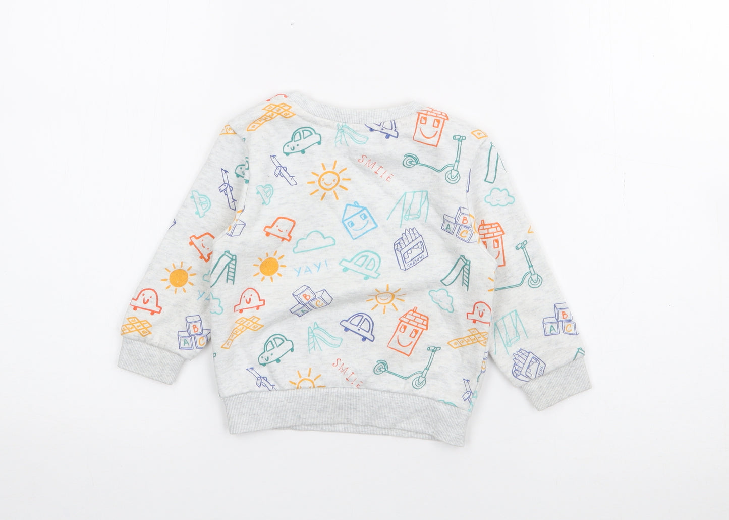 Primark Baby Grey Geometric Cotton Pullover Jumper Size 12-18 Months