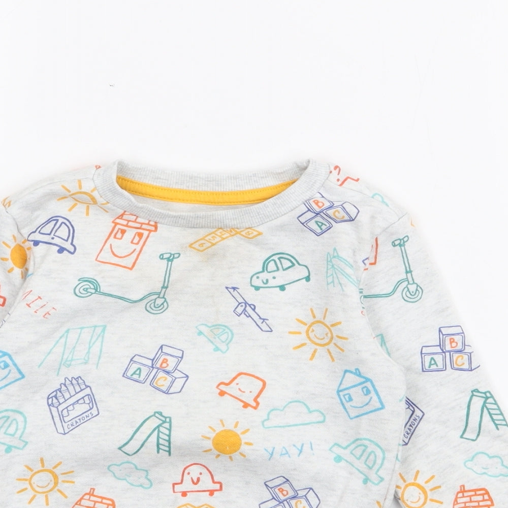 Primark Baby Grey Geometric Cotton Pullover Jumper Size 12-18 Months