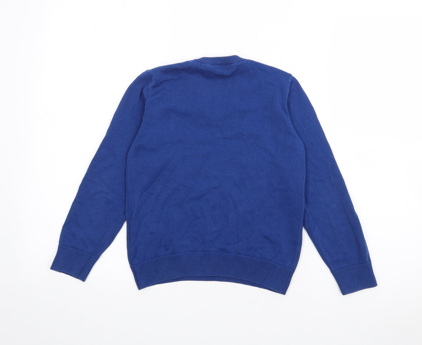 Marks and Spencer Boys Blue V-Neck  Cotton Pullover Jumper Size 7-8 Years