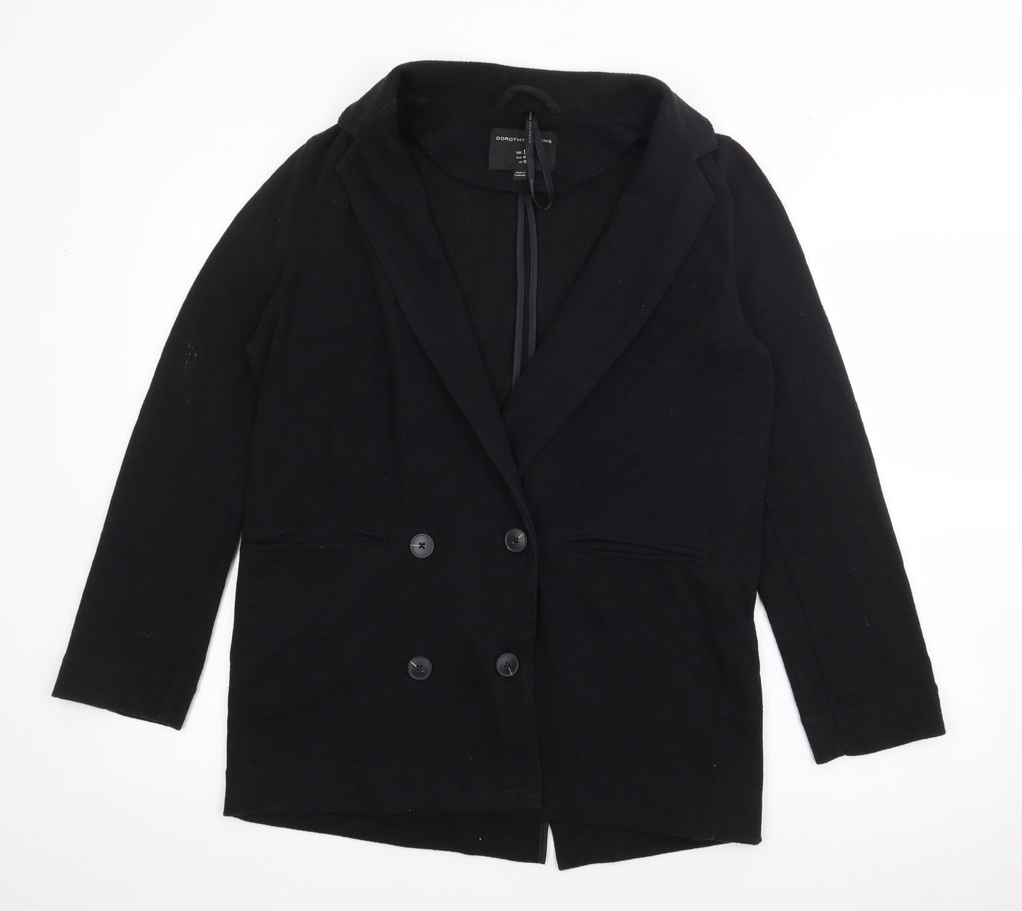 Dorothy Perkins Womens Black  Cotton Jacket Blazer Size 12