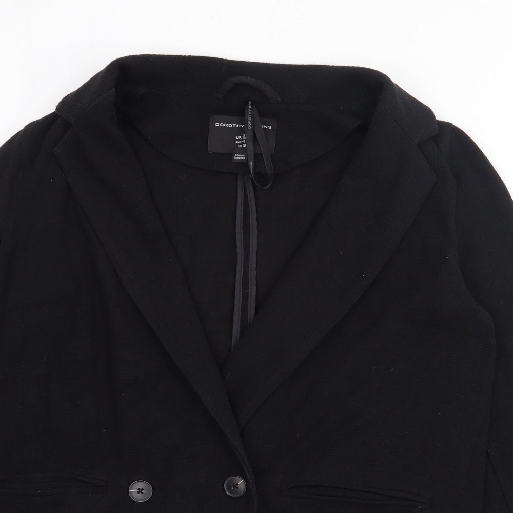 Dorothy Perkins Womens Black  Cotton Jacket Blazer Size 12