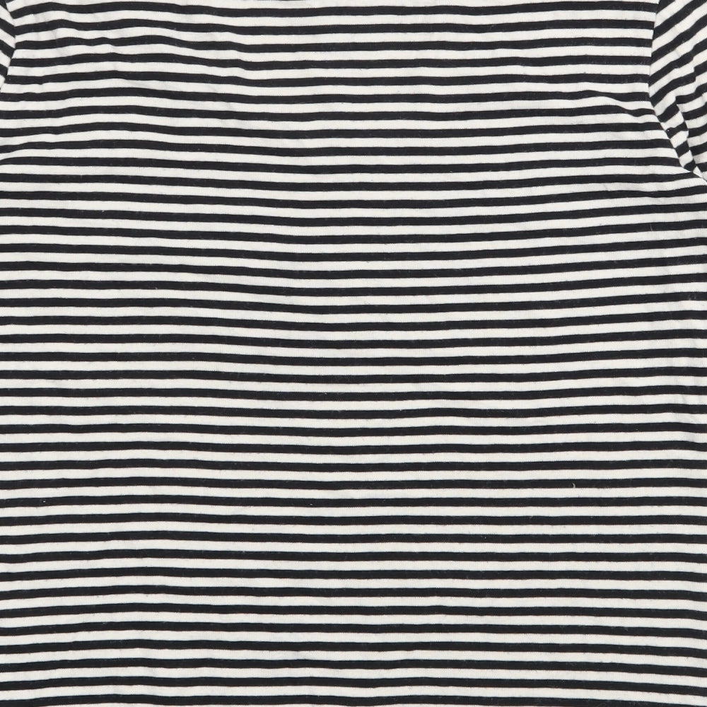 NEXT Womens Black Scoop Neck Striped Cotton Pullover Jumper Size 8