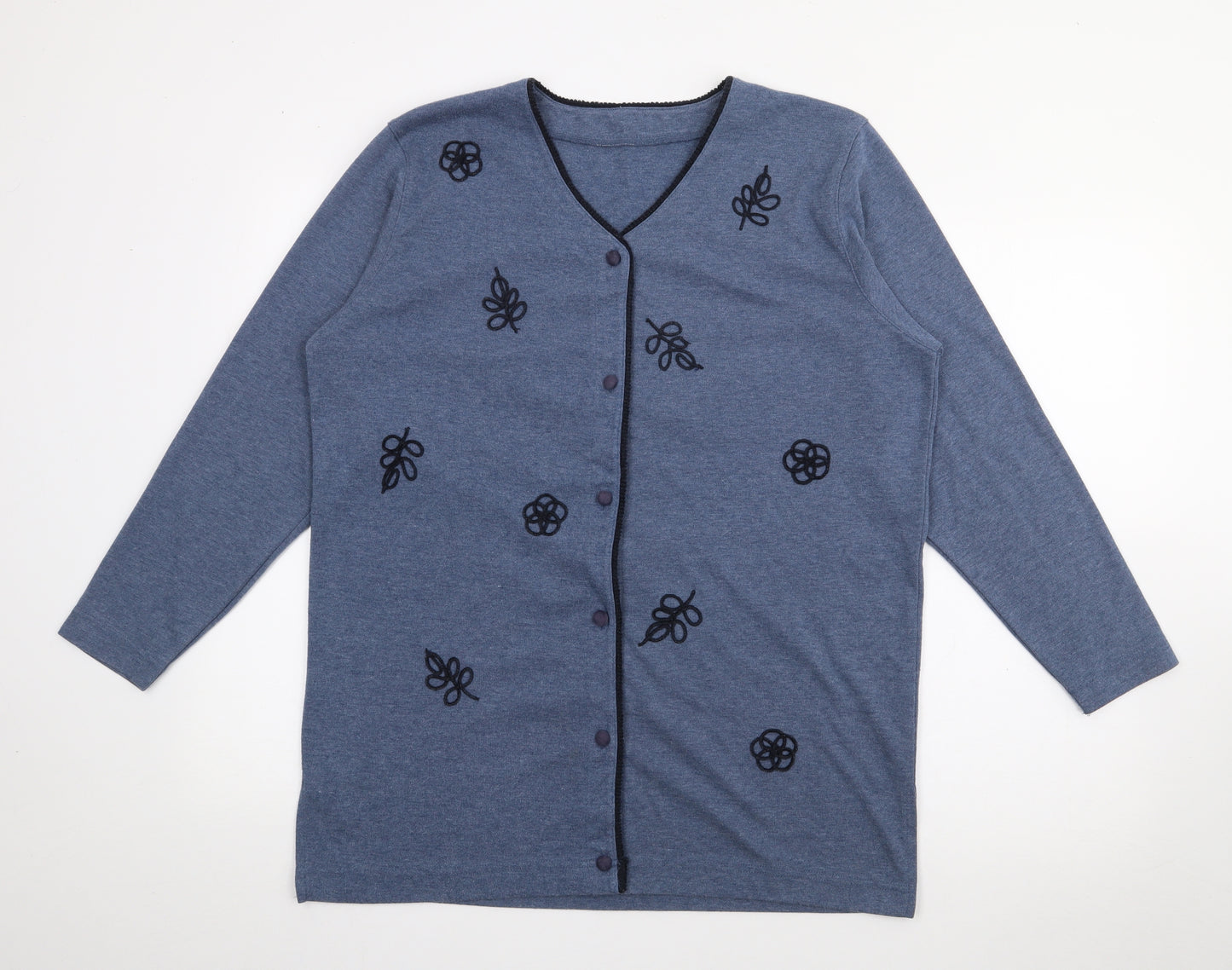 Preworn Womens Blue V-Neck  Polyester Cardigan Jumper Size S