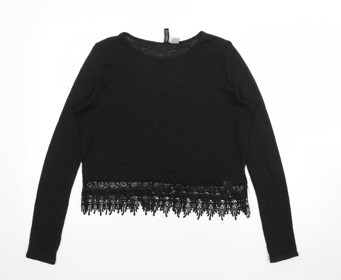 H&M Womens Black Round Neck  Viscose Pullover Jumper Size S