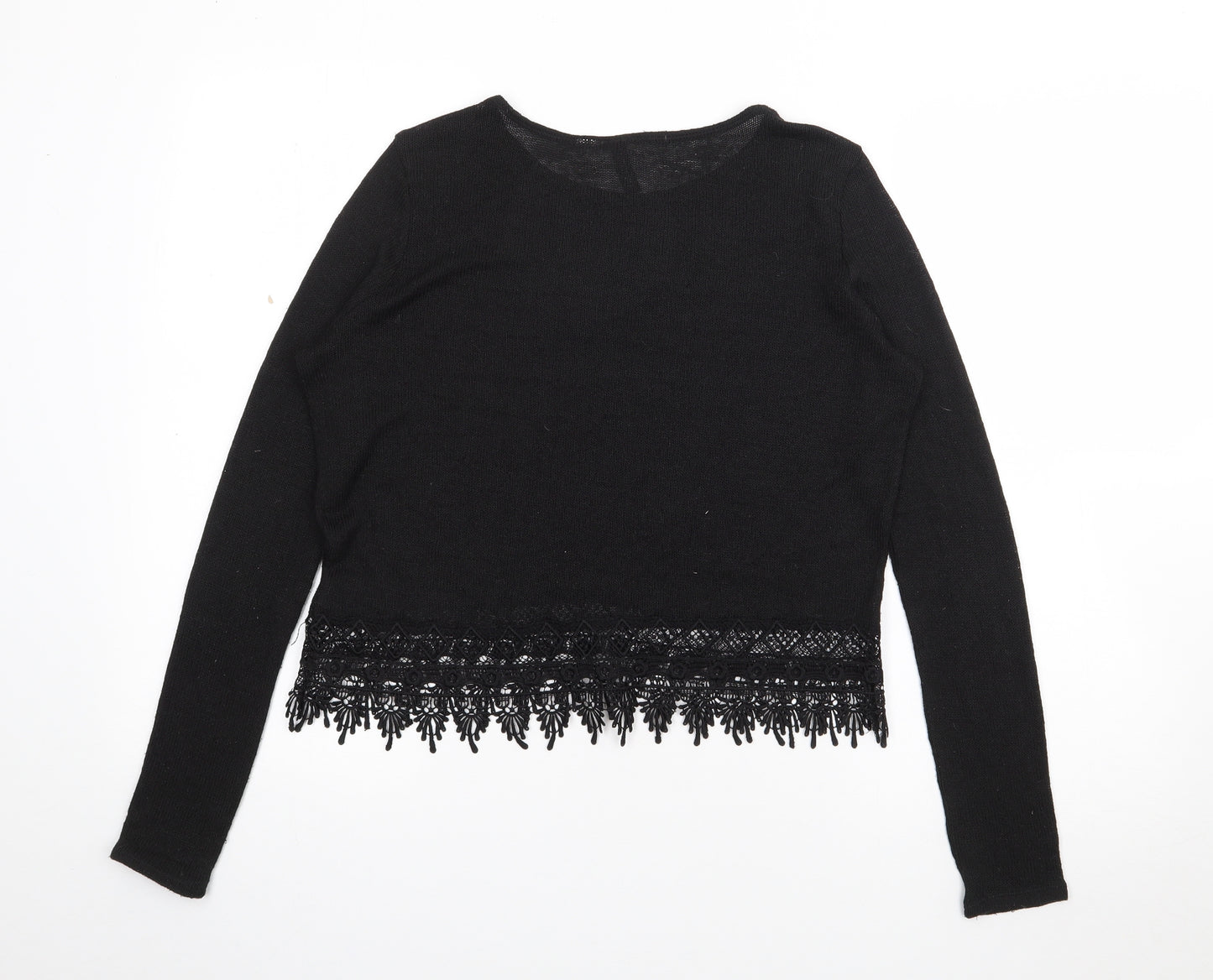 H&M Womens Black Round Neck  Viscose Pullover Jumper Size S