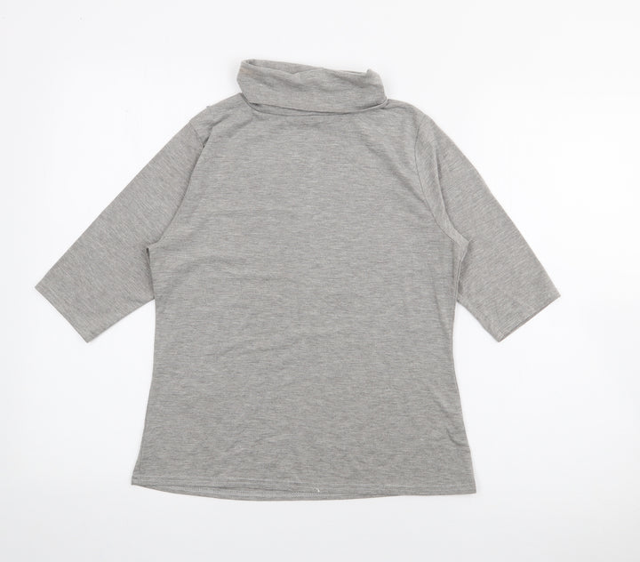 Boohoo Womens Grey High Neck  Polyester Pullover Jumper Size 14