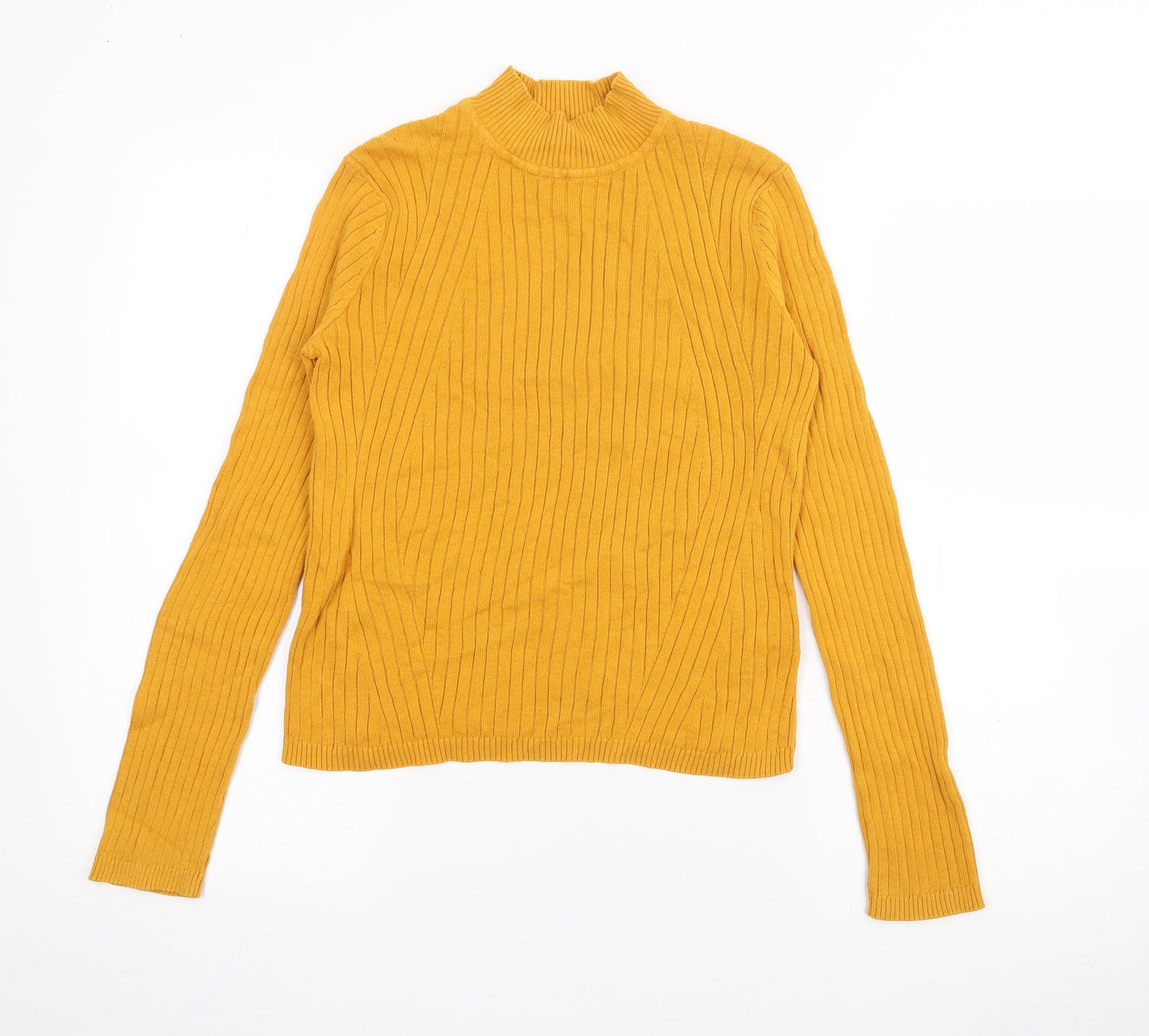 Therapy London Womens Yellow High Neck  Cotton Pullover Jumper Size S