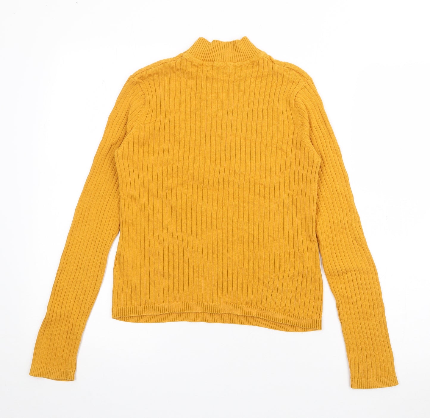 Therapy London Womens Yellow High Neck  Cotton Pullover Jumper Size S