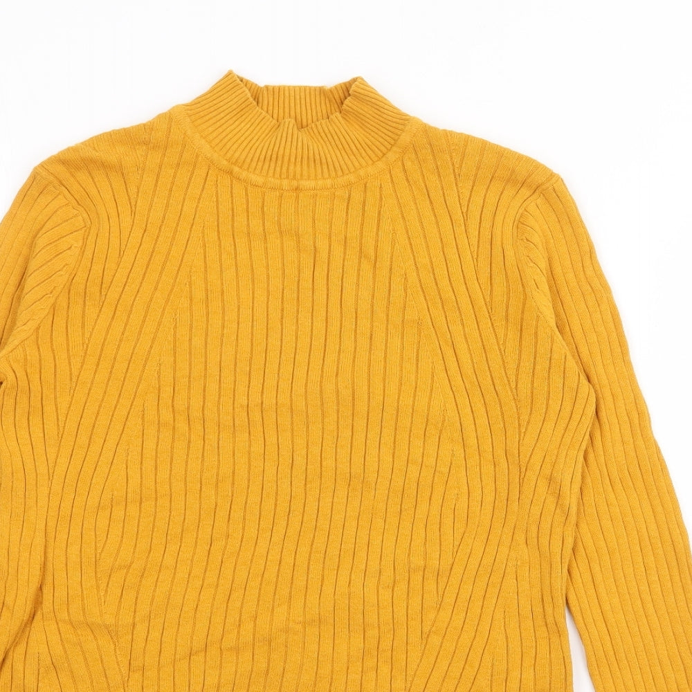 Therapy London Womens Yellow High Neck  Cotton Pullover Jumper Size S