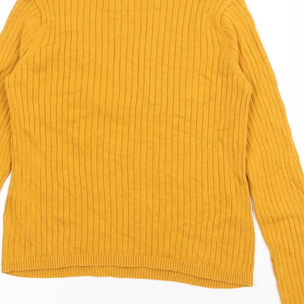 Therapy London Womens Yellow High Neck  Cotton Pullover Jumper Size S