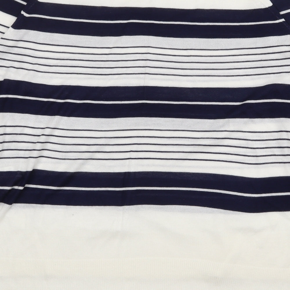 F&F Womens Blue Crew Neck Striped Viscose Pullover Jumper Size 16