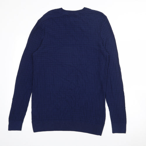 Topman Mens Blue Crew Neck  Viscose Pullover Jumper Size M