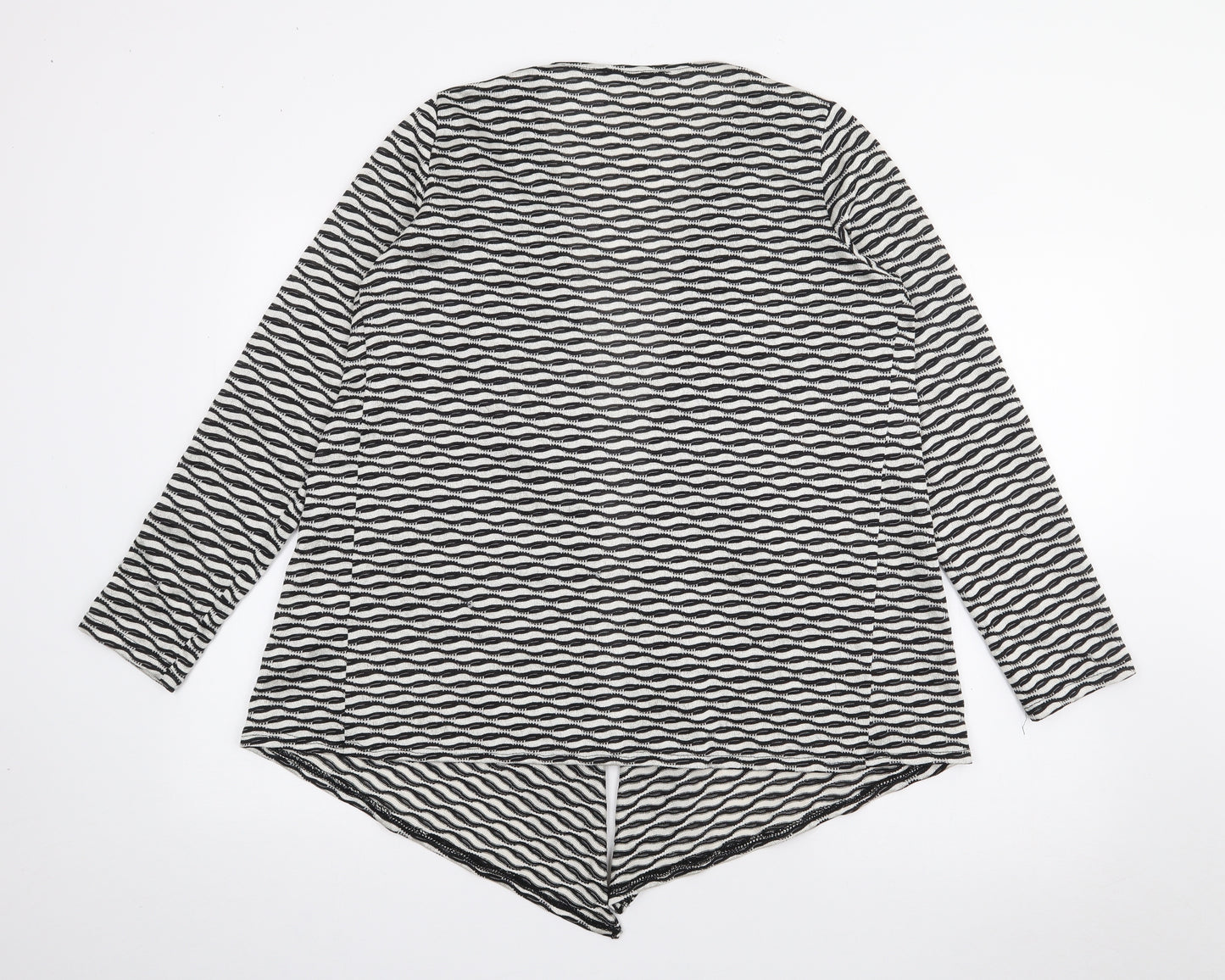 George Womens Black V-Neck Geometric Polyester Cardigan Jumper Size 14