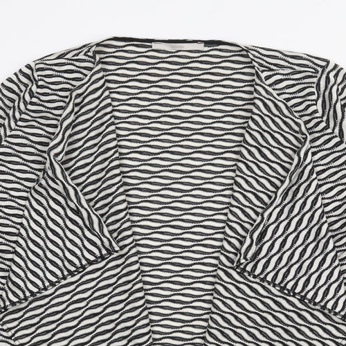 George Womens Black V-Neck Geometric Polyester Cardigan Jumper Size 14