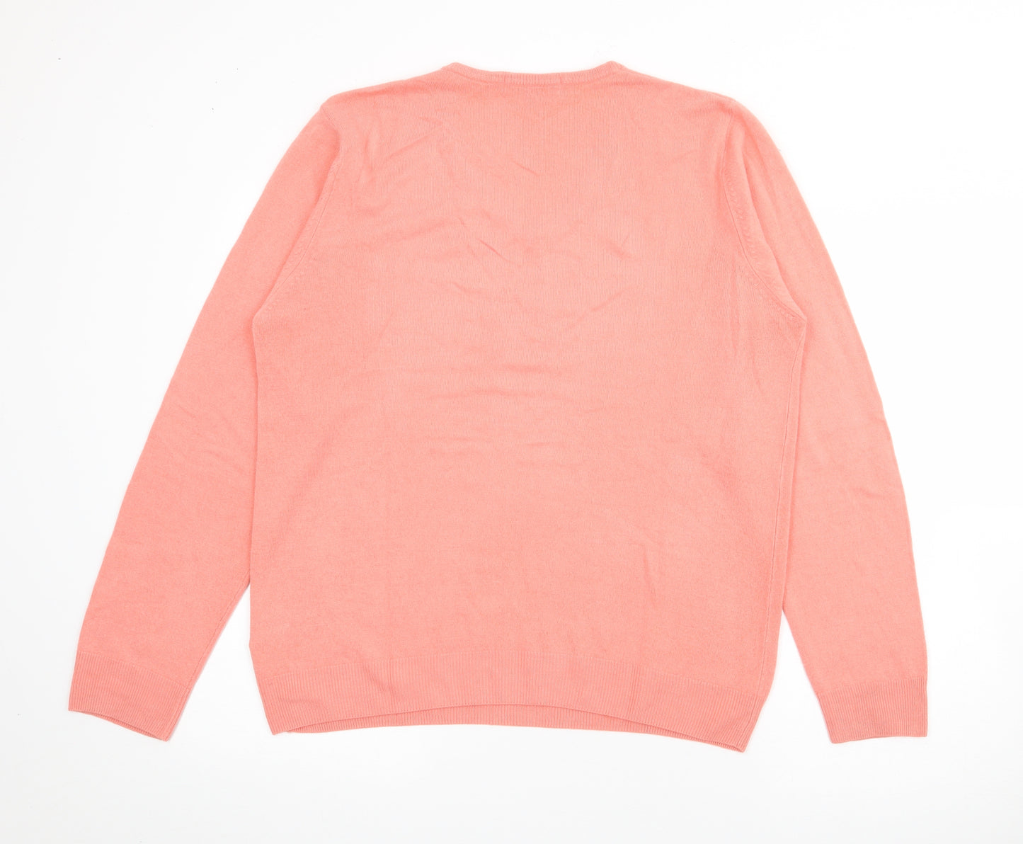 Marks and Spencer Mens Orange V-Neck  Acrylic Pullover Jumper Size M